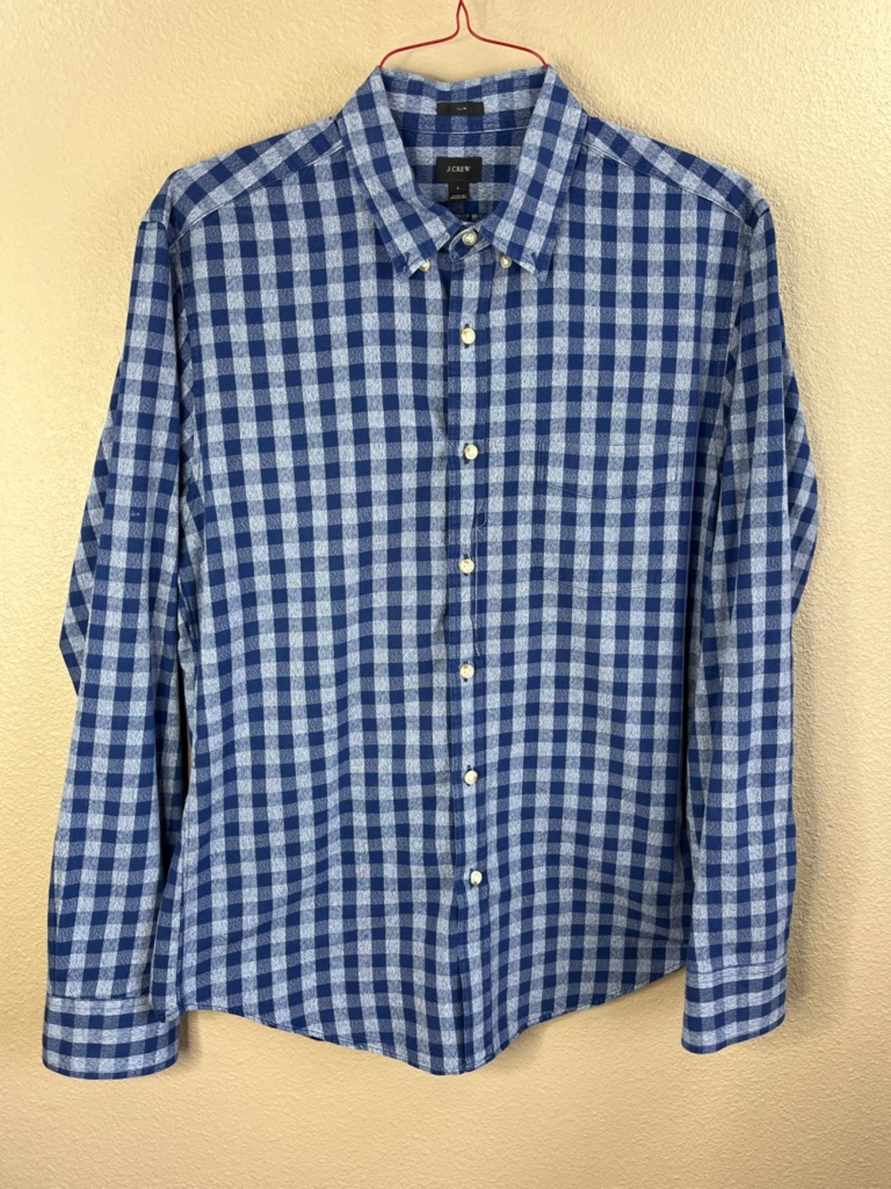 J. Crew Blue and Light Blue Gingham Button-Down Shirt